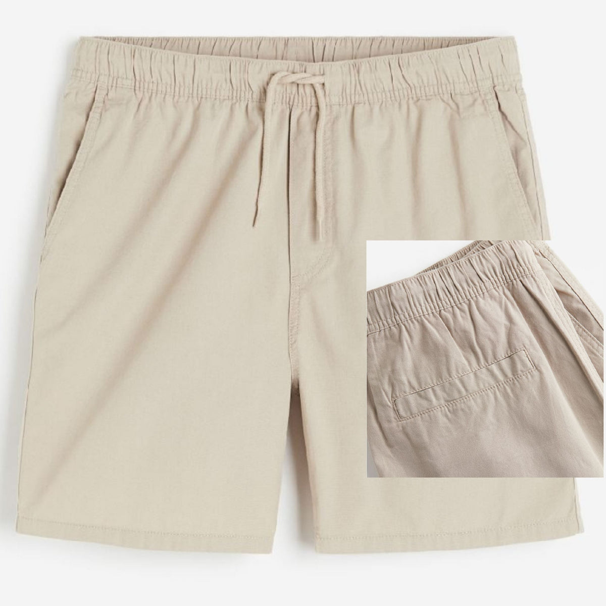 H&M Men's ~ Regular Fit Mid-Length Cotton Shorts ~ Beige ~ Extra-Small