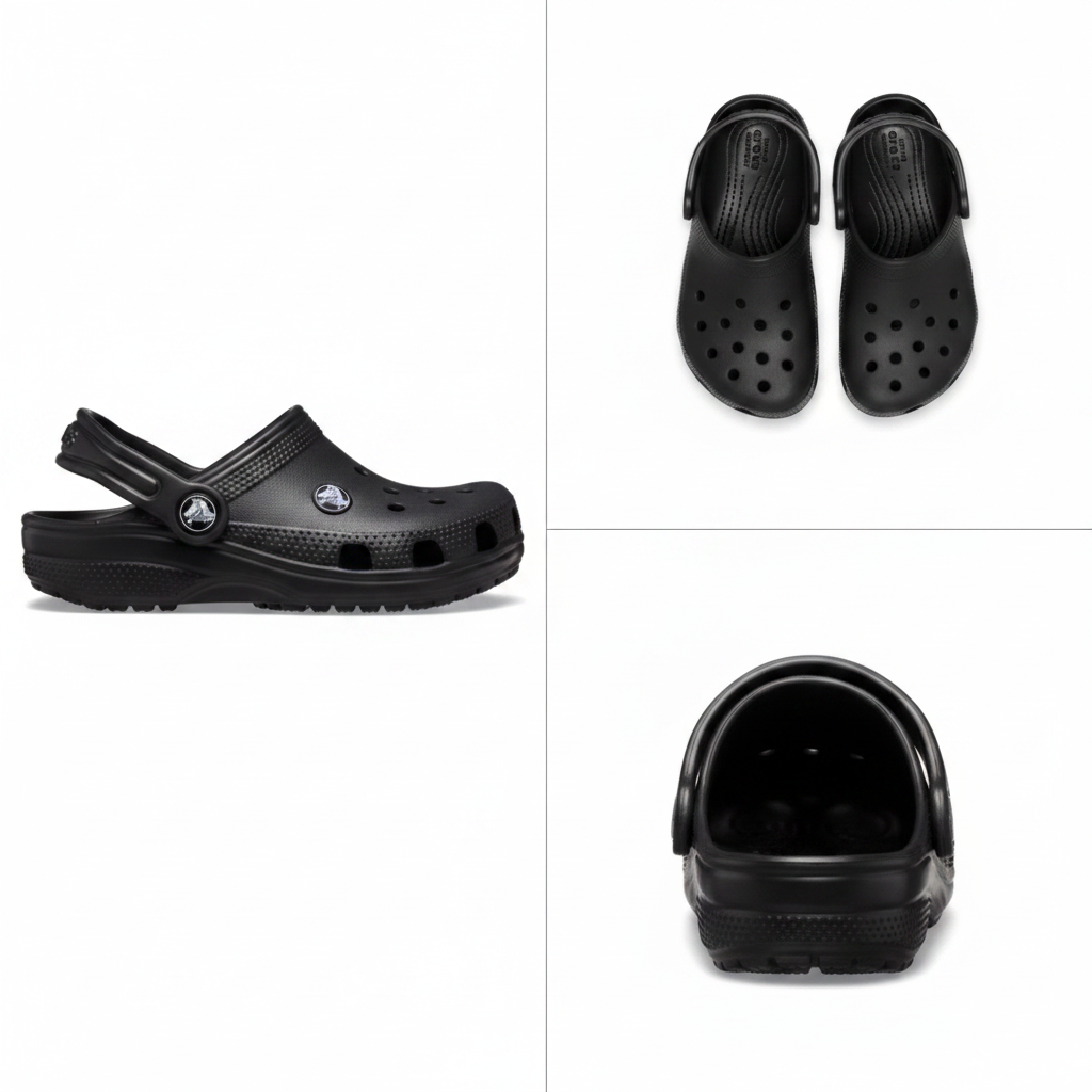 Crocs Classic Clog K Black - multi-angle collage 1:1
