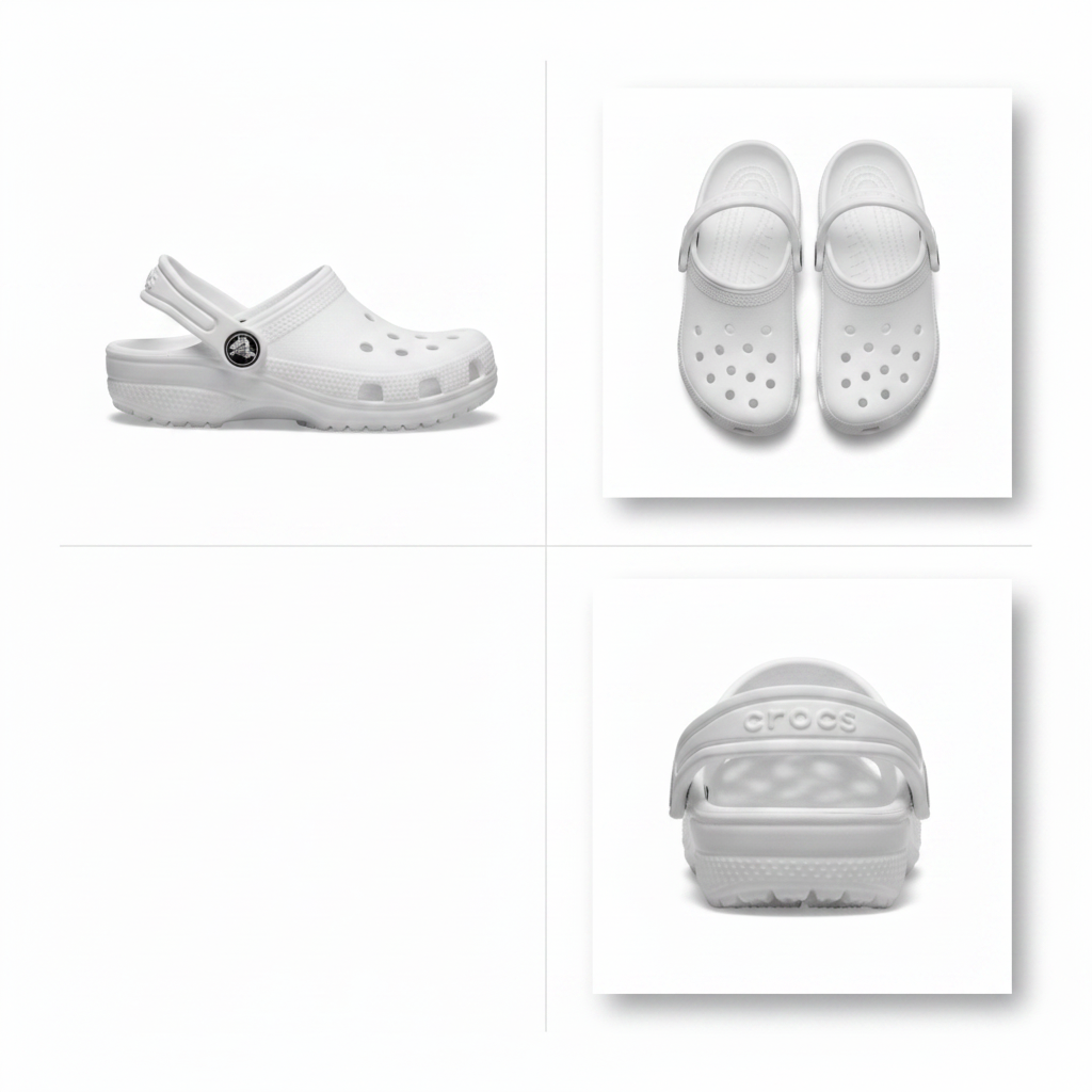 Crocs Classic Clog K White - multi-angle collage 1:1
