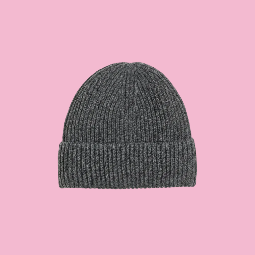 H&M Rib-Knit Wool-Blend Hat – Dark Gray beanie on white background