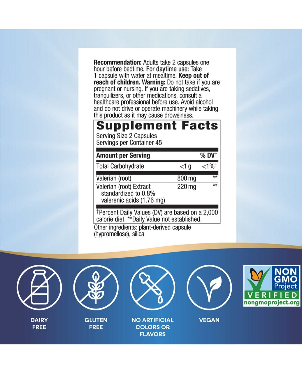 Nature's Way ~ Valerian Extract (Standardized) Restful Sleep ~ 90 Vegan Capsules