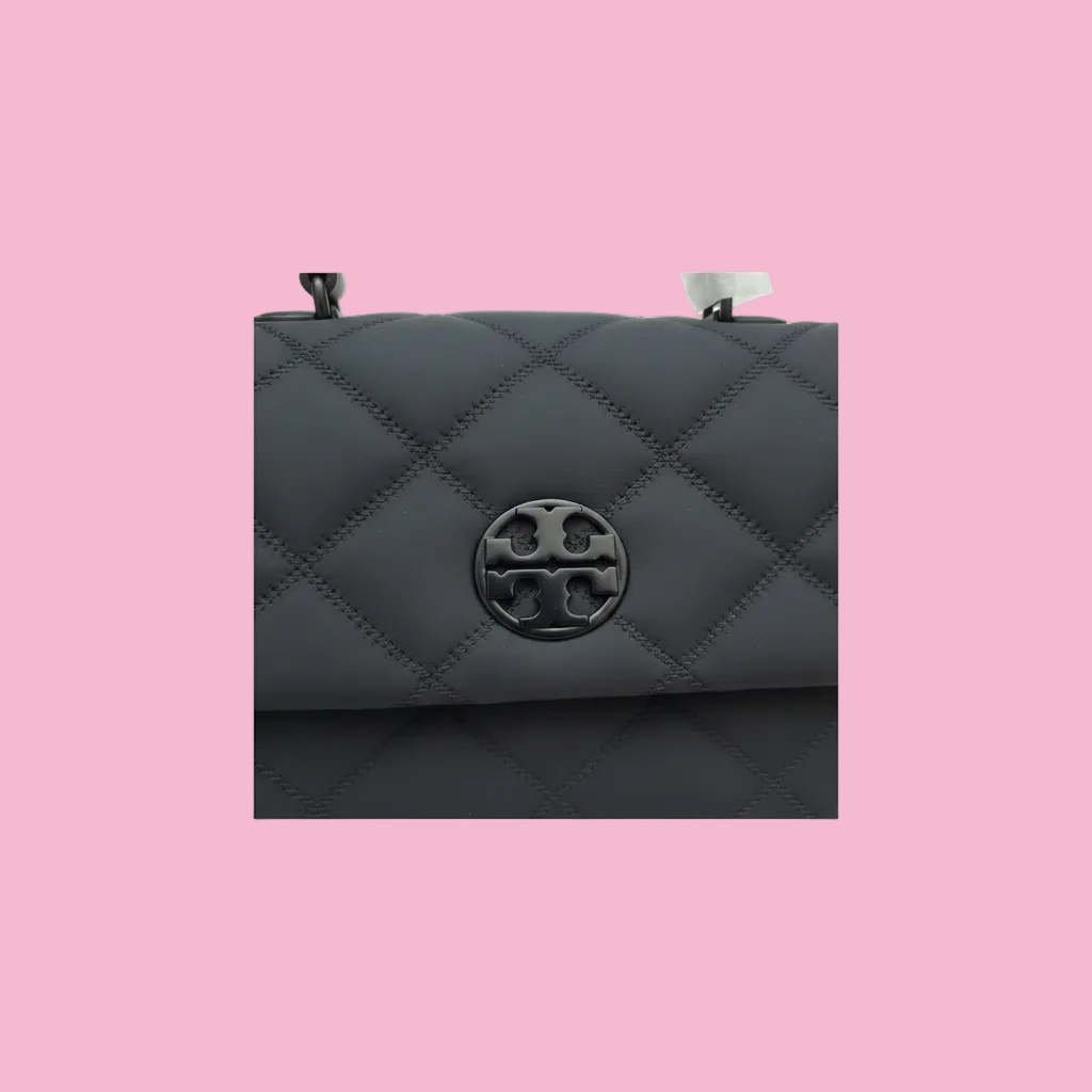Tory Burch ~ Willa Matte Mini Top Handle Bag ~ Black — Close-up of black hardware detail