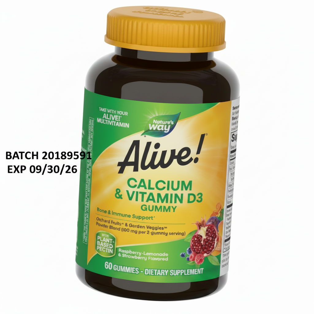 Alive Calcium D3 Bottle Batch Text