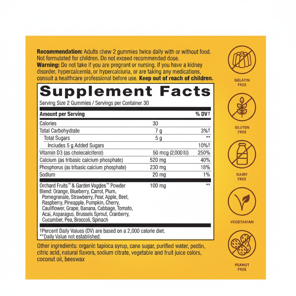 Alive Calcium D3 Supplement Facts Yellow