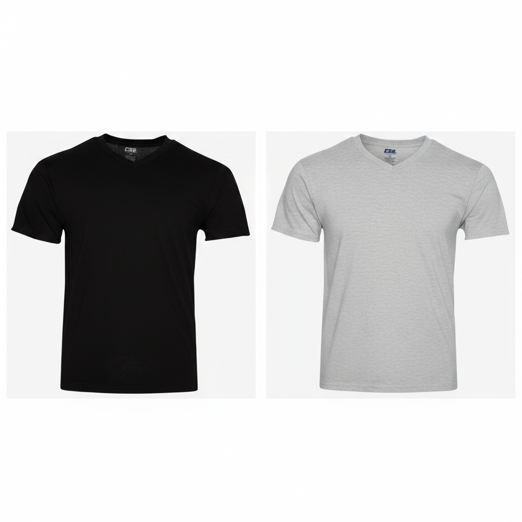 Black & Oat V-Neck Collage 1:1