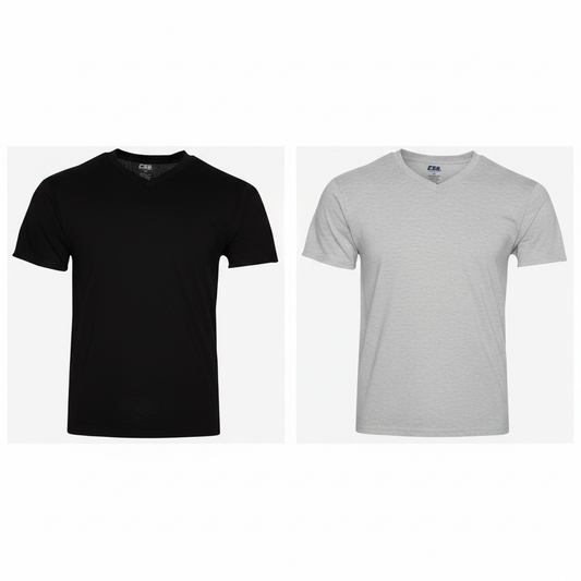 Black & Oat V-Neck Collage 1:1