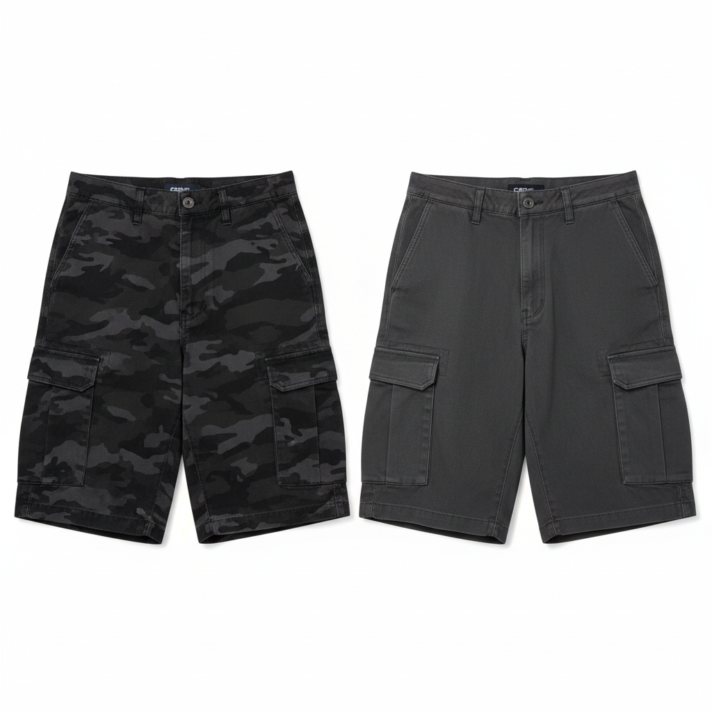 Both colors flat-lay with buttoned waist