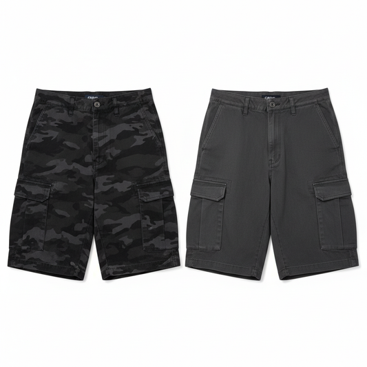 Both colors flat-lay with buttoned waist