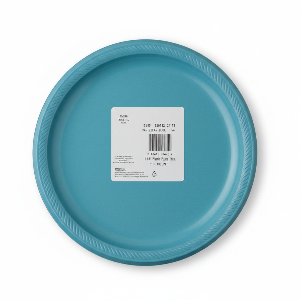 Caribbean Blue plate - pink writing removed