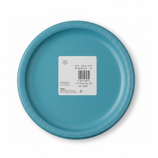 Caribbean Blue plate - pink writing removed