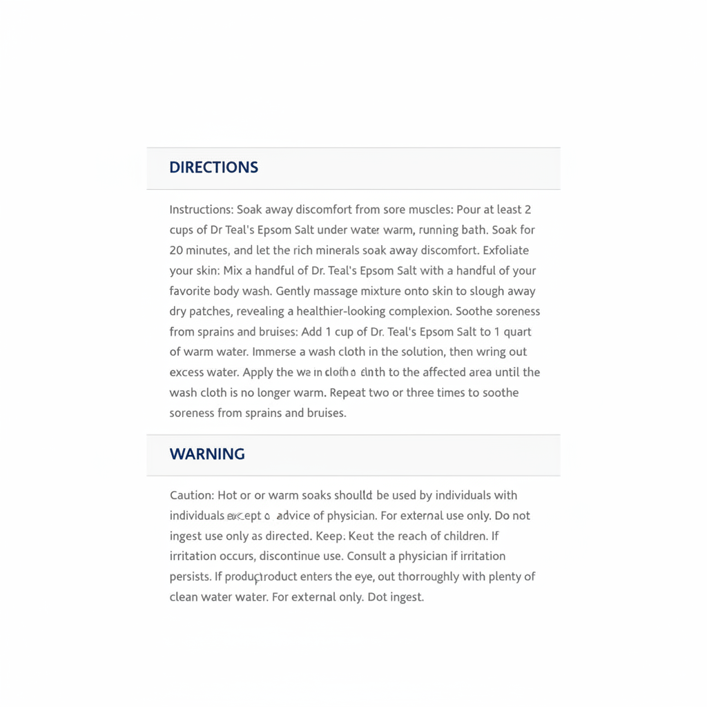 Dr. Teal's Directions Warning