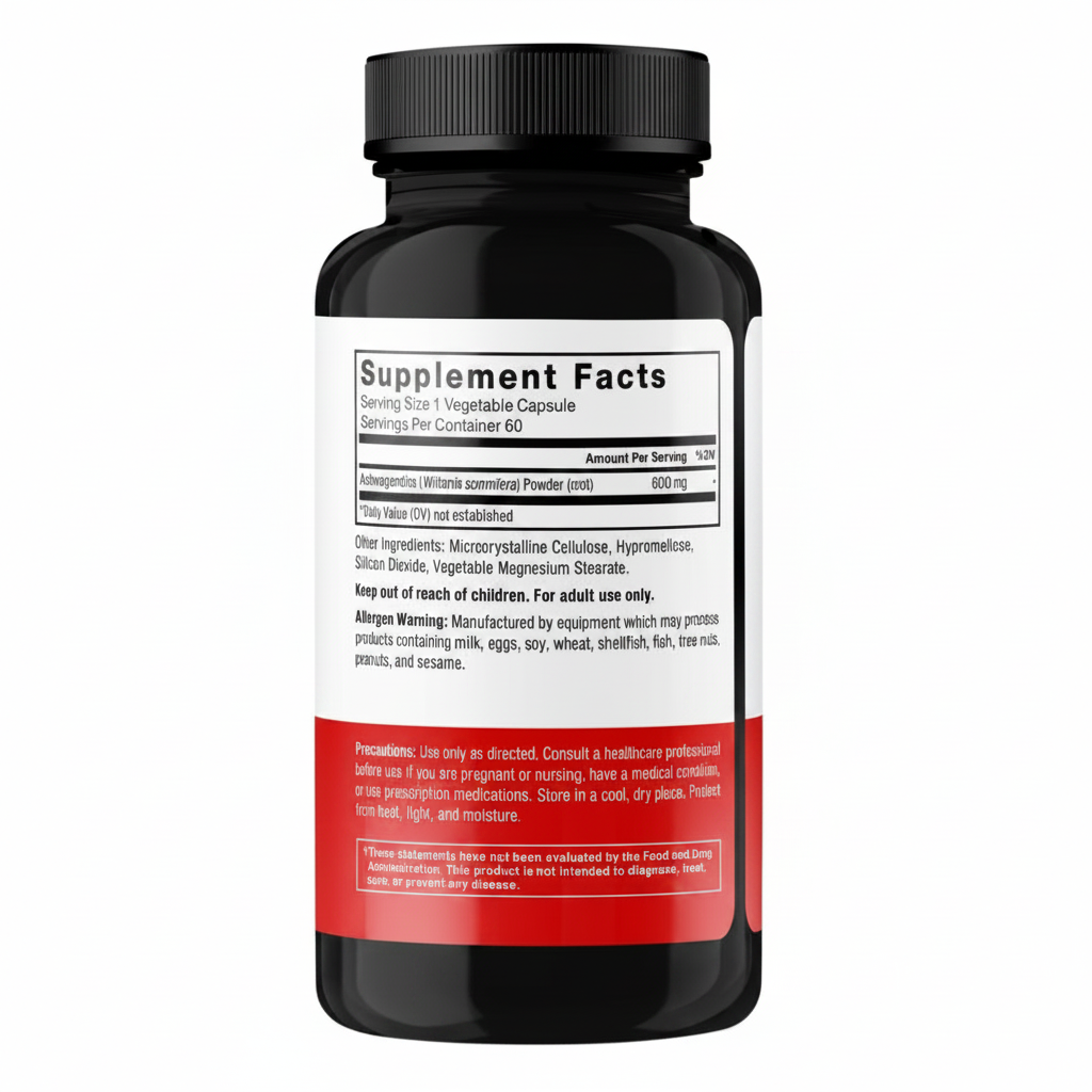 Force Factor Ashwagandha Supplement Facts Original