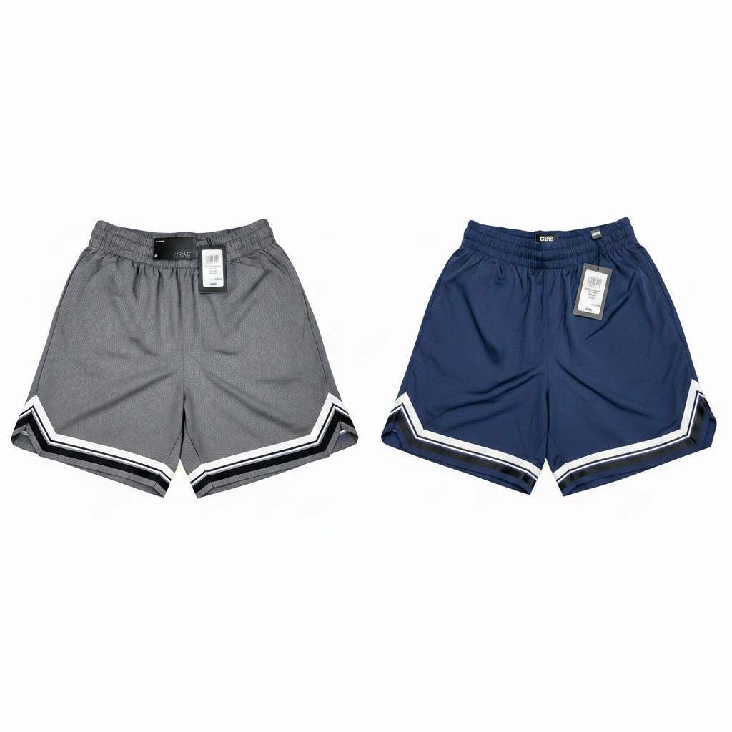 Gray & Navy Basketball Shorts Collage