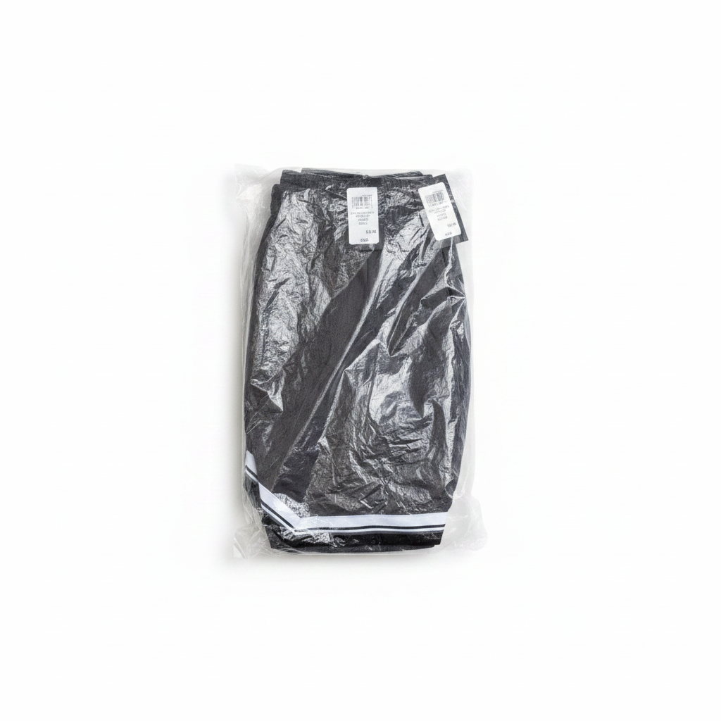 Gray shorts in bag - white background
