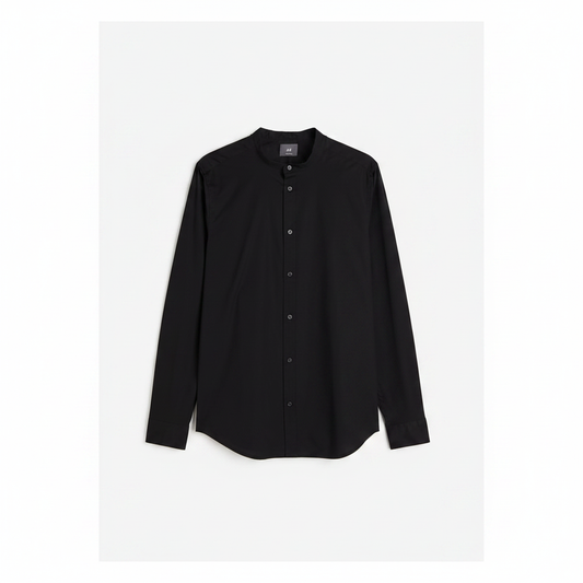 hm-mens-muscle-fit-band-collar-shirt-coupe-athletique-black-front-flat-lay-padded-1x1