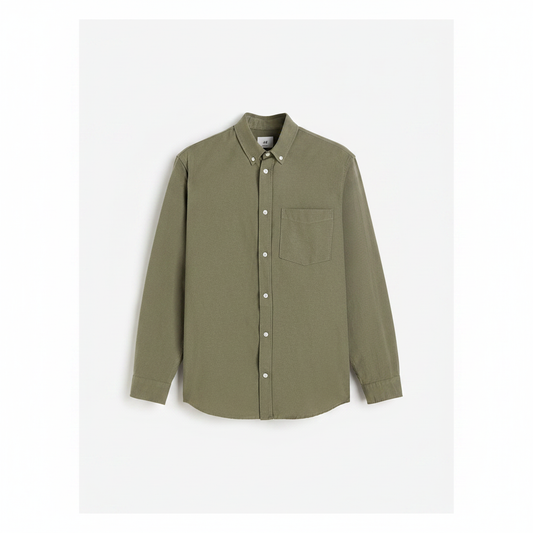 hm-mens-regular-fit-oxford-shirt-khaki-green-front-flat-lay-padded-1x1