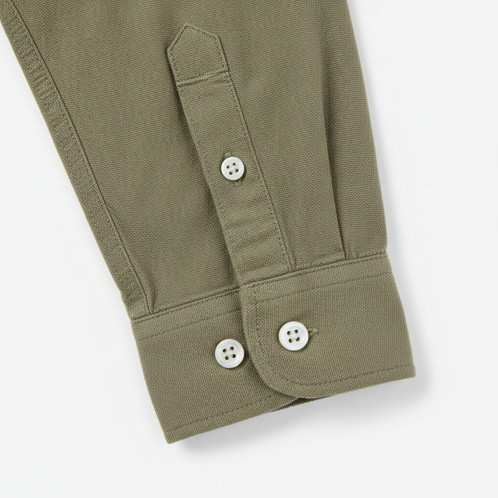 hm-mens-regular-fit-oxford-shirt-khaki-green-sleeve-barrel-cuff-detail-padded-1x1