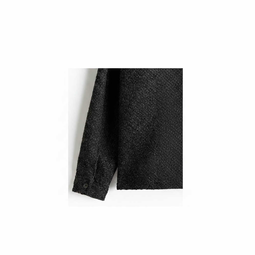 hm-mens-regular-fit-tweed-overshirt-dark-gray-xl-sleeve-cuff-detail-padded-1x1