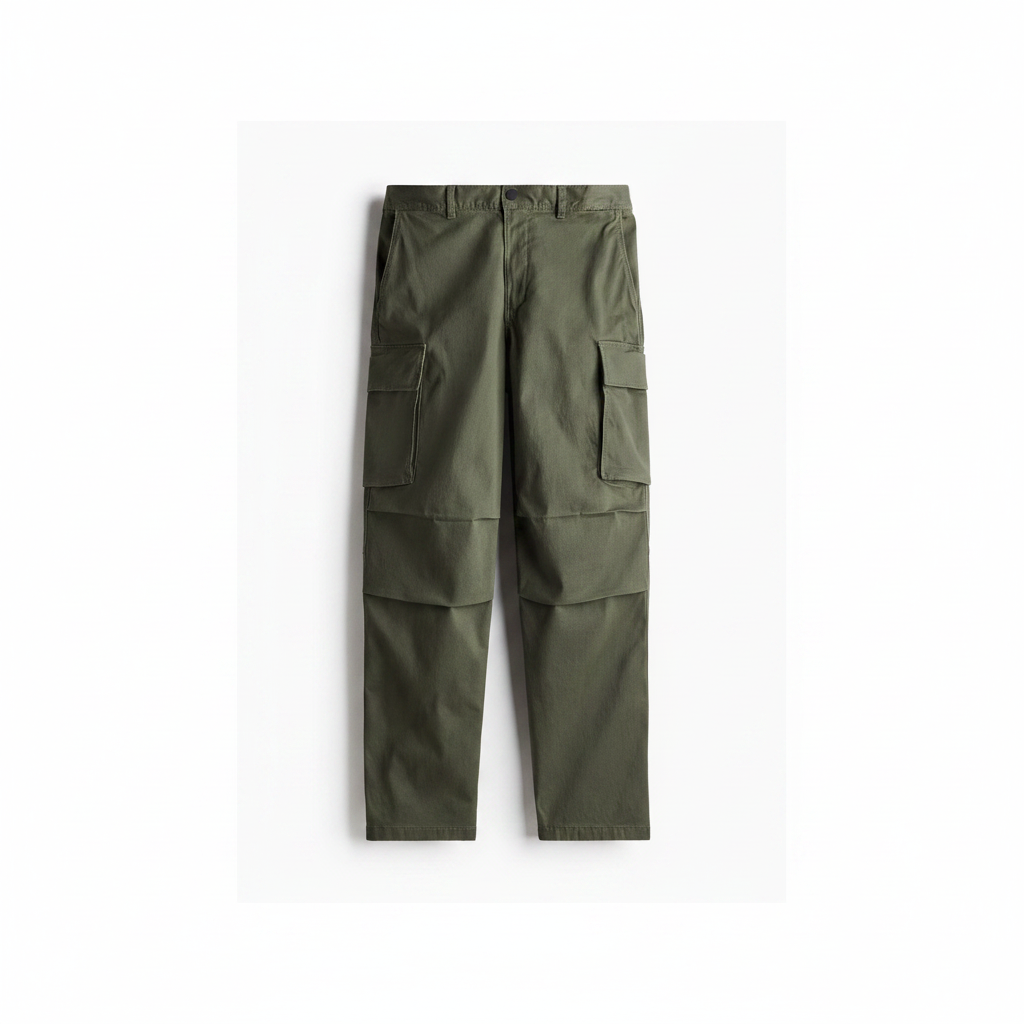 hm-mens-relaxed-fit-cargo-pants-khaki-green-front-flat-lay-padded-1x1