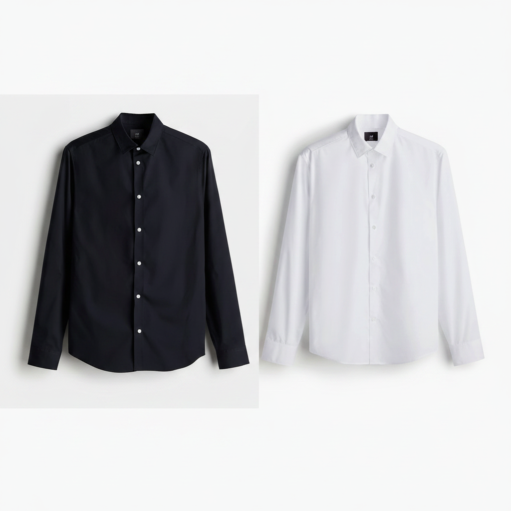 hm-mens-slim-fit-easy-iron-shirt-black-white-both-colorways-front-flat-lay-1x1