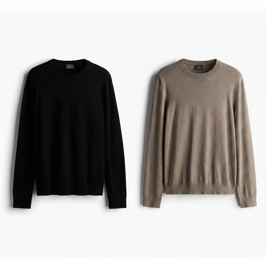 hm-mens-slim-fit-fine-knit-sweater-black-taupe-both-colorways-front-flat-lay-1x1