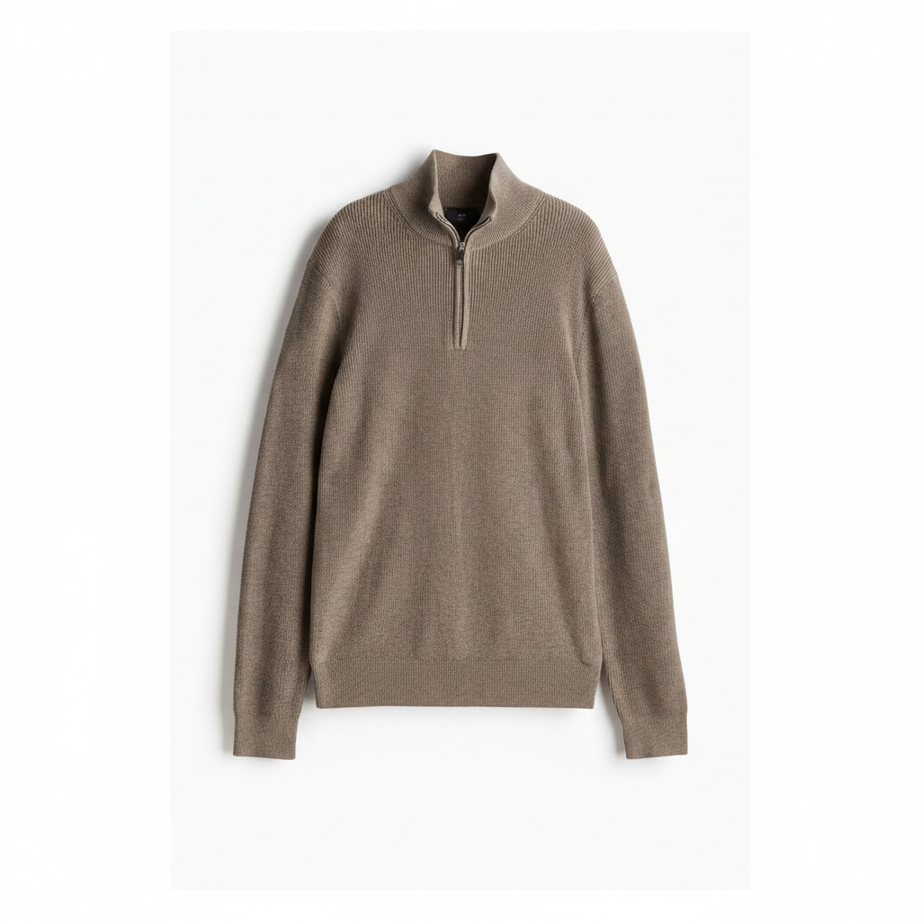 hm-mens-slim-fit-half-zip-sweater-dark-beige-m-front-flat-lay-padded-1x1