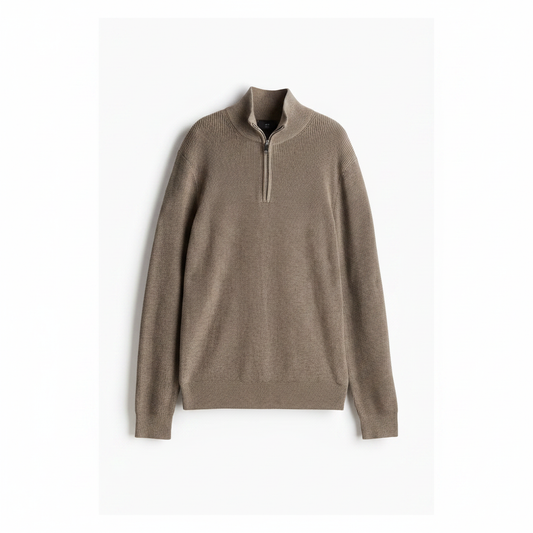 hm-mens-slim-fit-half-zip-sweater-dark-beige-m-front-flat-lay-padded-1x1