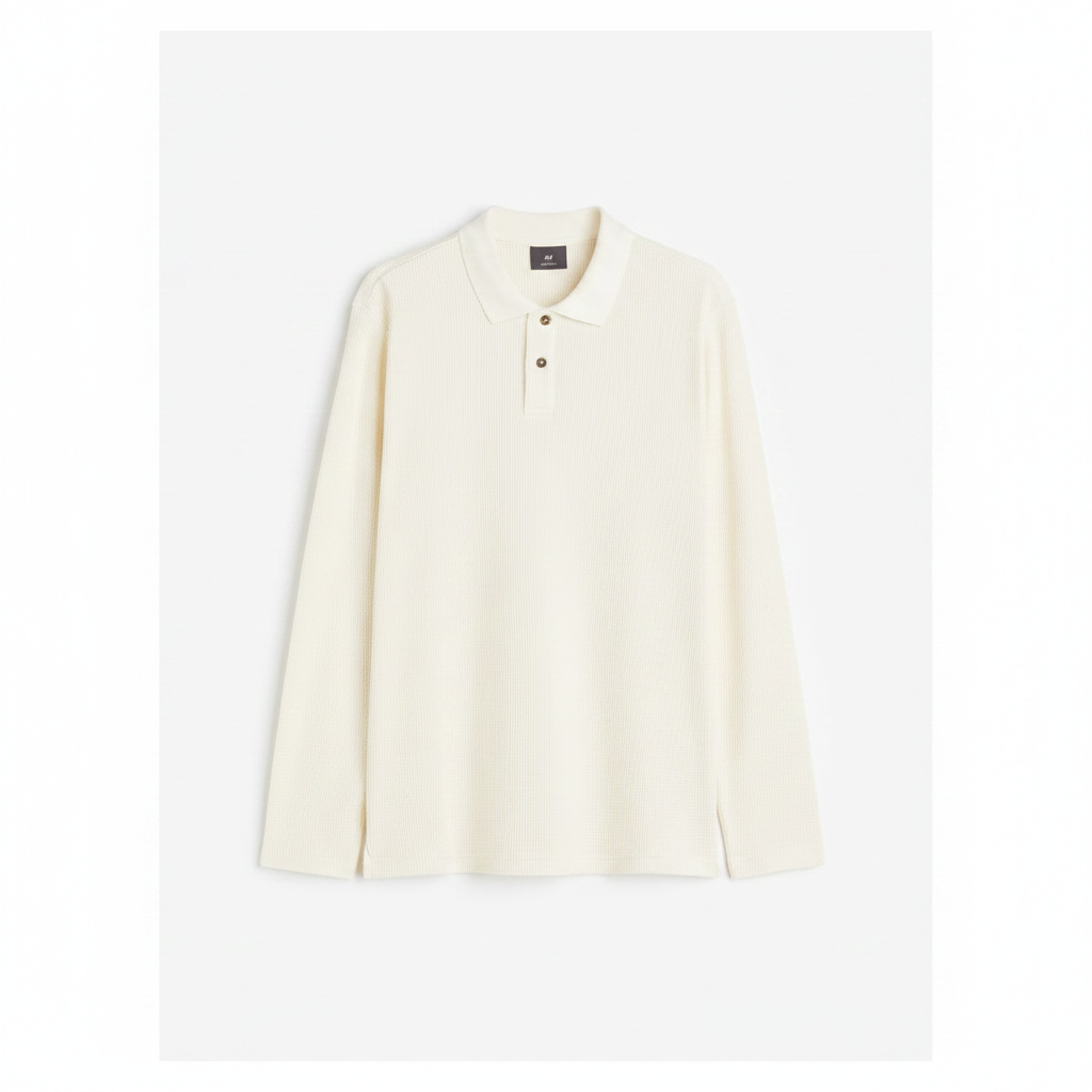 hm-mens-slim-fit-long-sleeve-waffled-polo-shirt-cream-front-flat-lay-padded-1x1