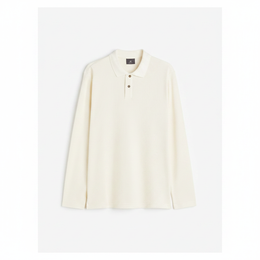 hm-mens-slim-fit-long-sleeve-waffled-polo-shirt-cream-front-flat-lay-padded-1x1
