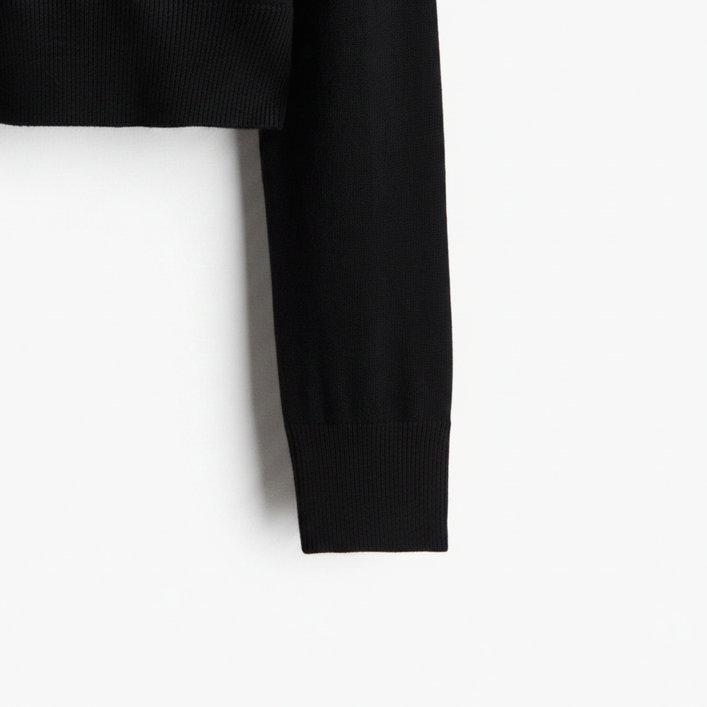 hm-womens-fine-knit-cardigan-black-sleeve-cuff-ribbed-trim-padded-1x1