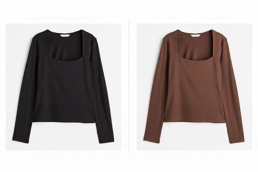 hm-womens-jersey-top-square-neck-black-brown-side-by-side