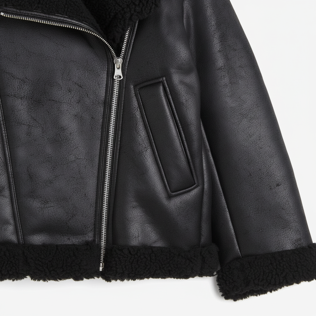 hm-womens-oversized-teddy-fleece-faux-leather-jacket-black-xs-pocket-texture-detail-padded-1x1