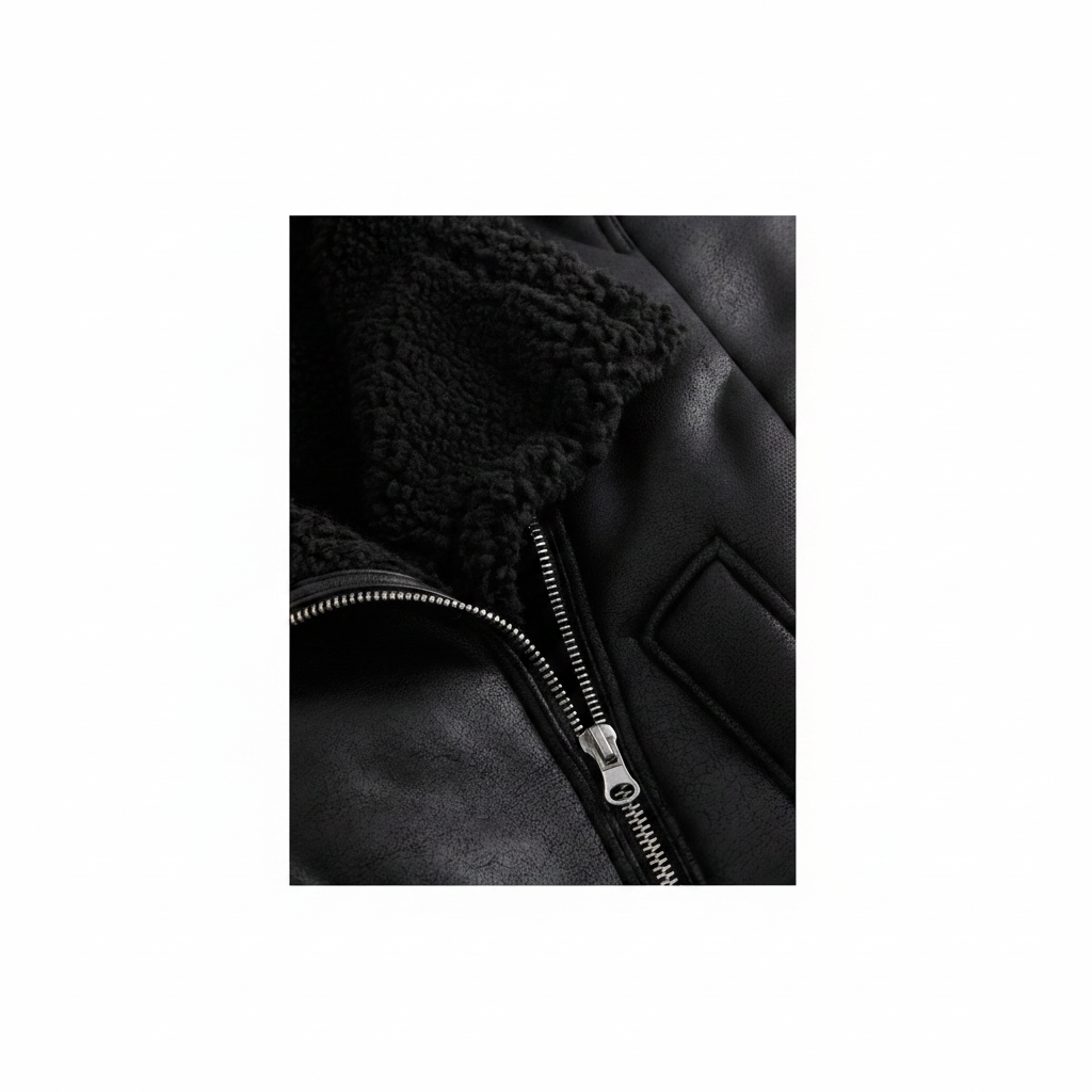 hm-womens-oversized-teddy-fleece-faux-leather-jacket-black-xs-zipper-collar-detail-padded-1x1