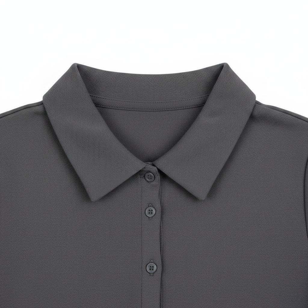 hm-womens-polo-dress-stretchy-dark-gray-collar-placket-detail-padded-1x1