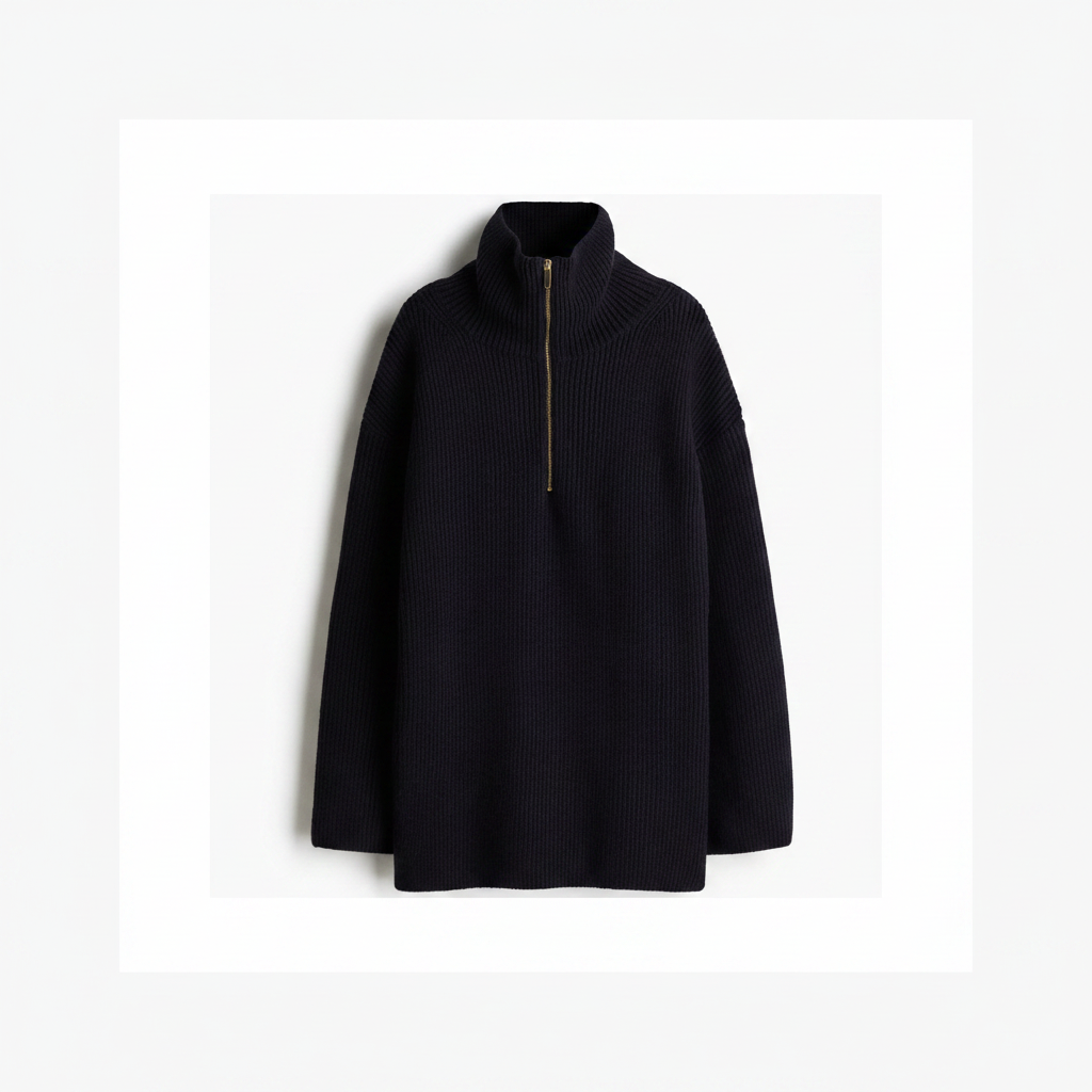hm-womens-rib-knit-half-zip-sweater-dark-blue-front-flat-lay-padded-1x1