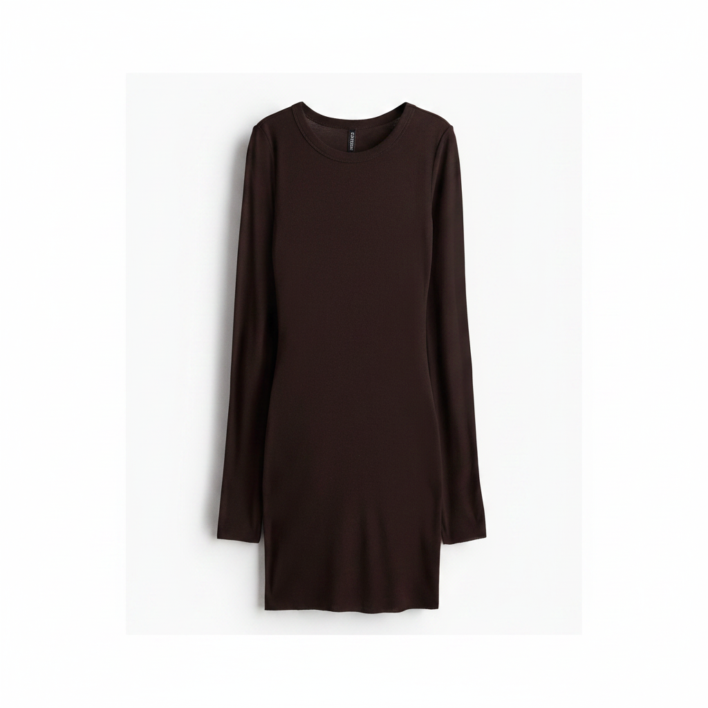 hm-womens-ribbed-bodycon-dress-dark-brown-front-flat-lay-padded-1x1