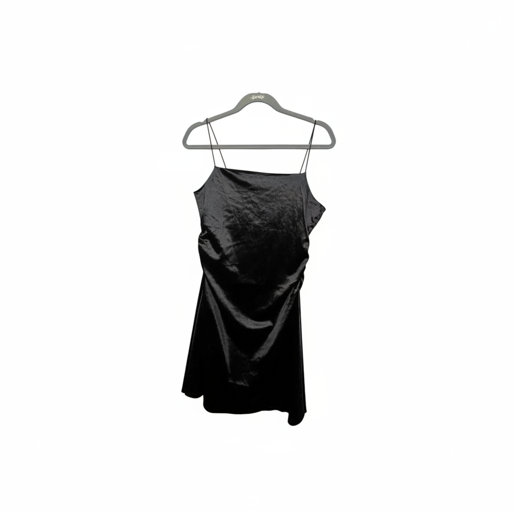 hm-womens-satin-ruched-mini-slip-dress-black-front-flat-lay-padded-1x1