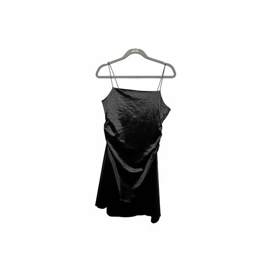hm-womens-satin-ruched-mini-slip-dress-black-front-flat-lay-padded-1x1
