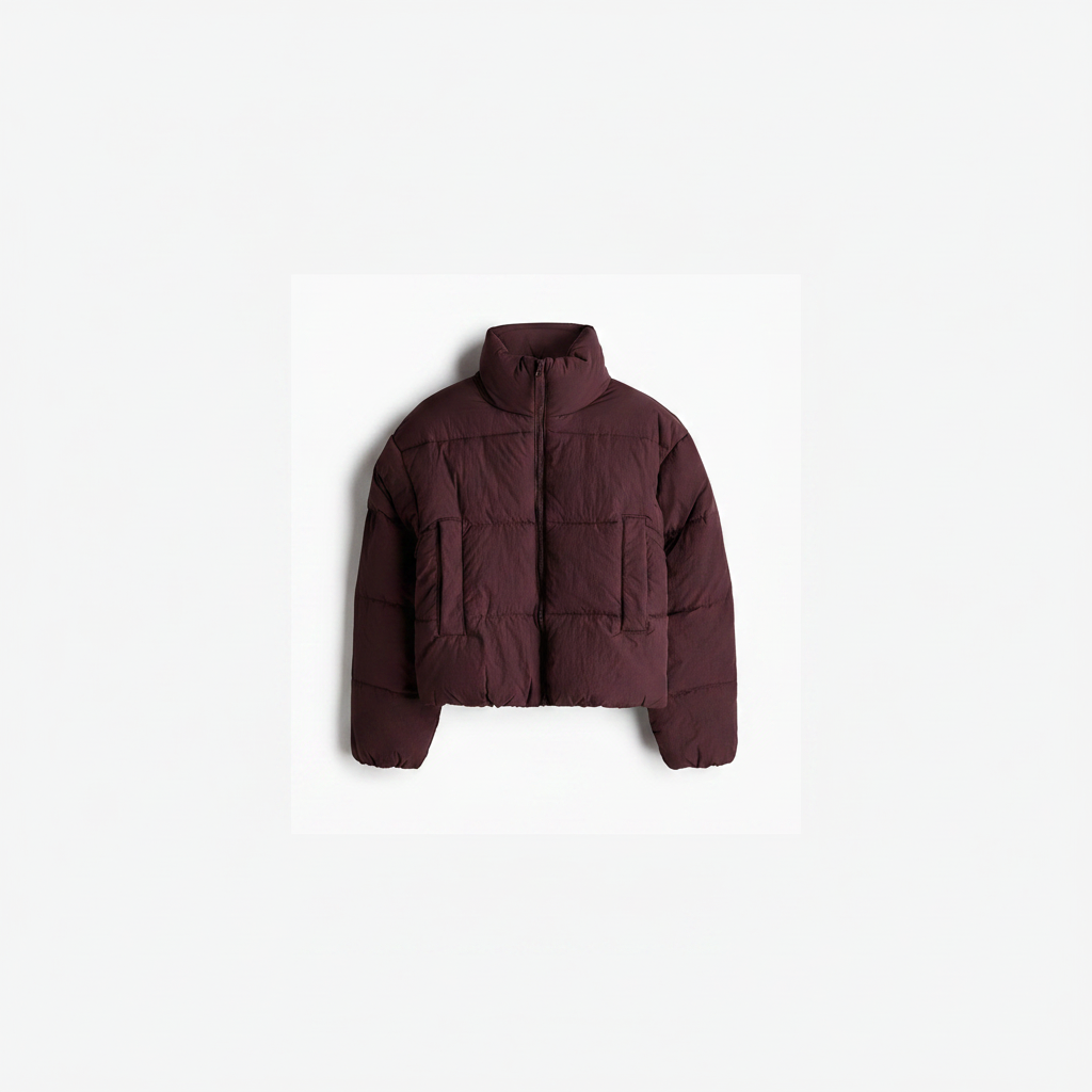 hm-womens-short-puffer-jacket-burgundy-m-front-flat-lay-padded-1x1