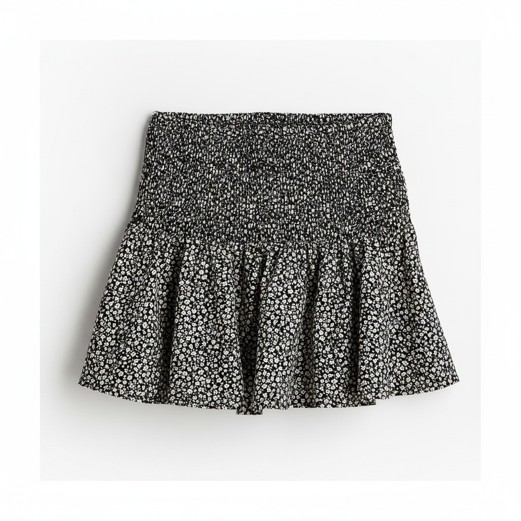 hm-womens-smocked-mini-skirt-black-floral-front-flat-lay-padded-1x1