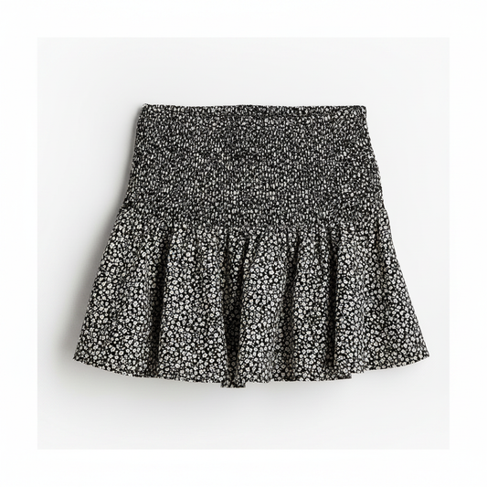 hm-womens-smocked-mini-skirt-black-floral-front-flat-lay-padded-1x1
