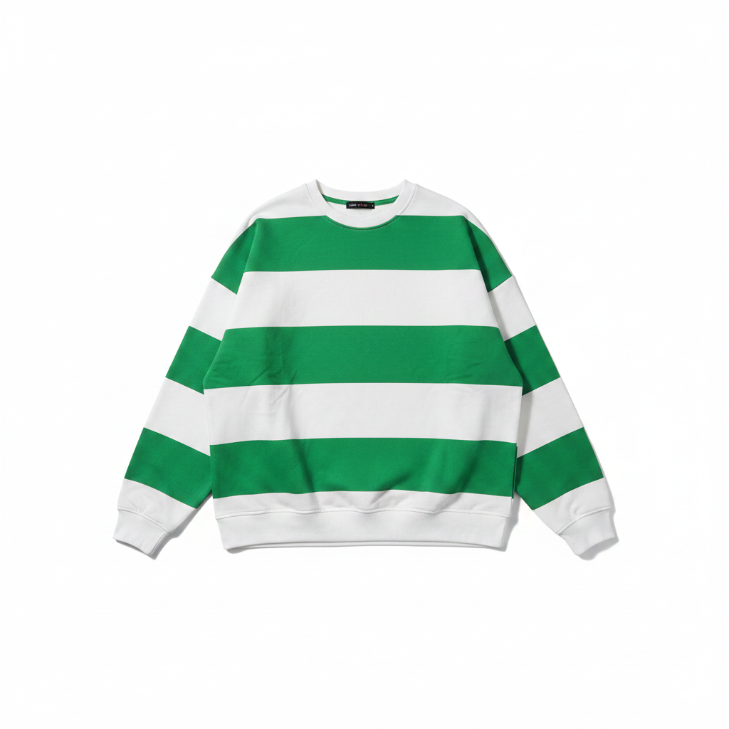 hm-womens-sweatshirt-green-cream-stripe-front-flat-lay-padded-1x1
