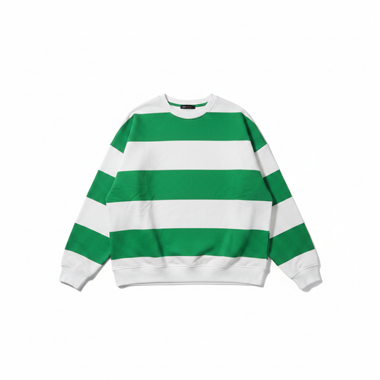 hm-womens-sweatshirt-green-cream-stripe-front-flat-lay-padded-1x1