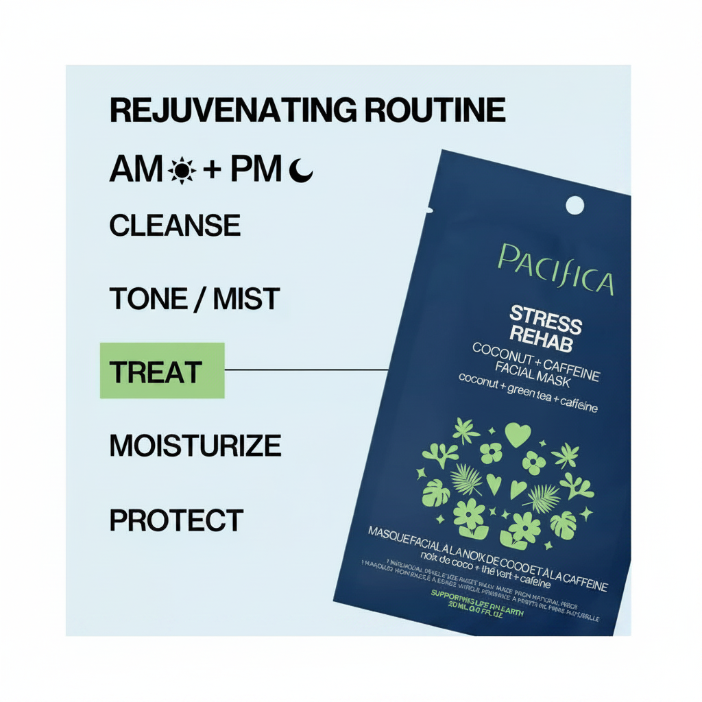 Pacifica Stress Rehab Coconut & Caffeine Facial Mask - packaging detail