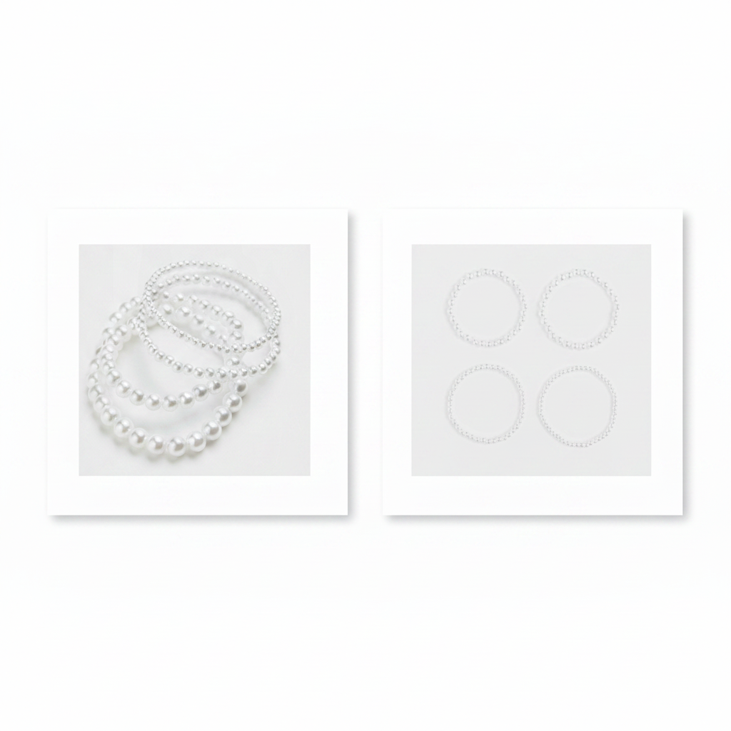 H&M 4 Pack Beaded Bracelets – Close-up and flat lay collage on white background