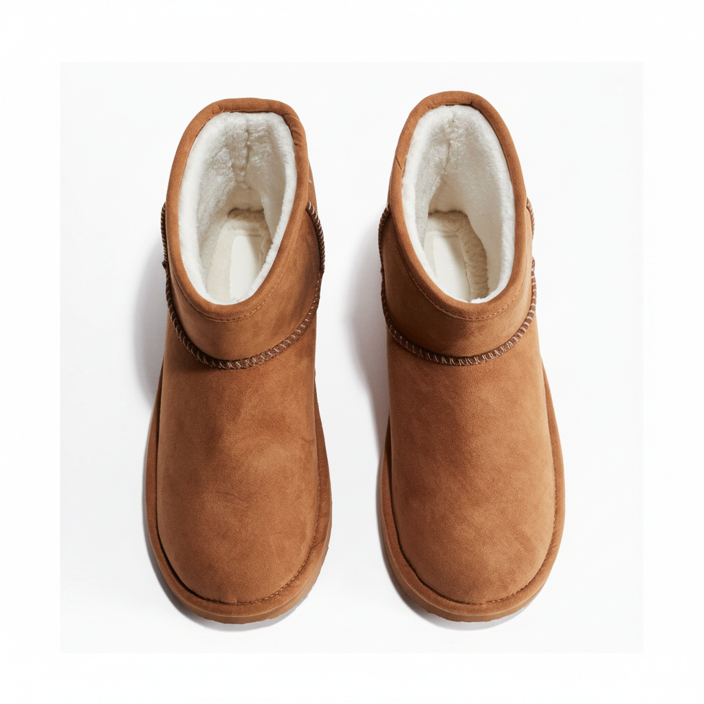 H&M Warm-Lined Boots Size 6 – Top-down view showing cozy white lining on white background