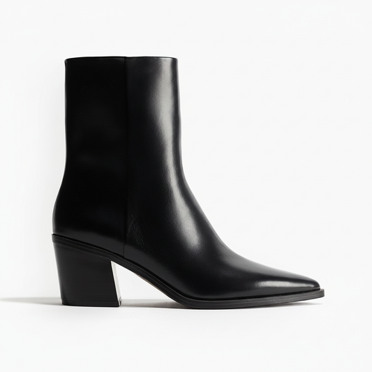 H&M Ankle Boots with Pointed Toes Size 7 – Black leather side profile on white background