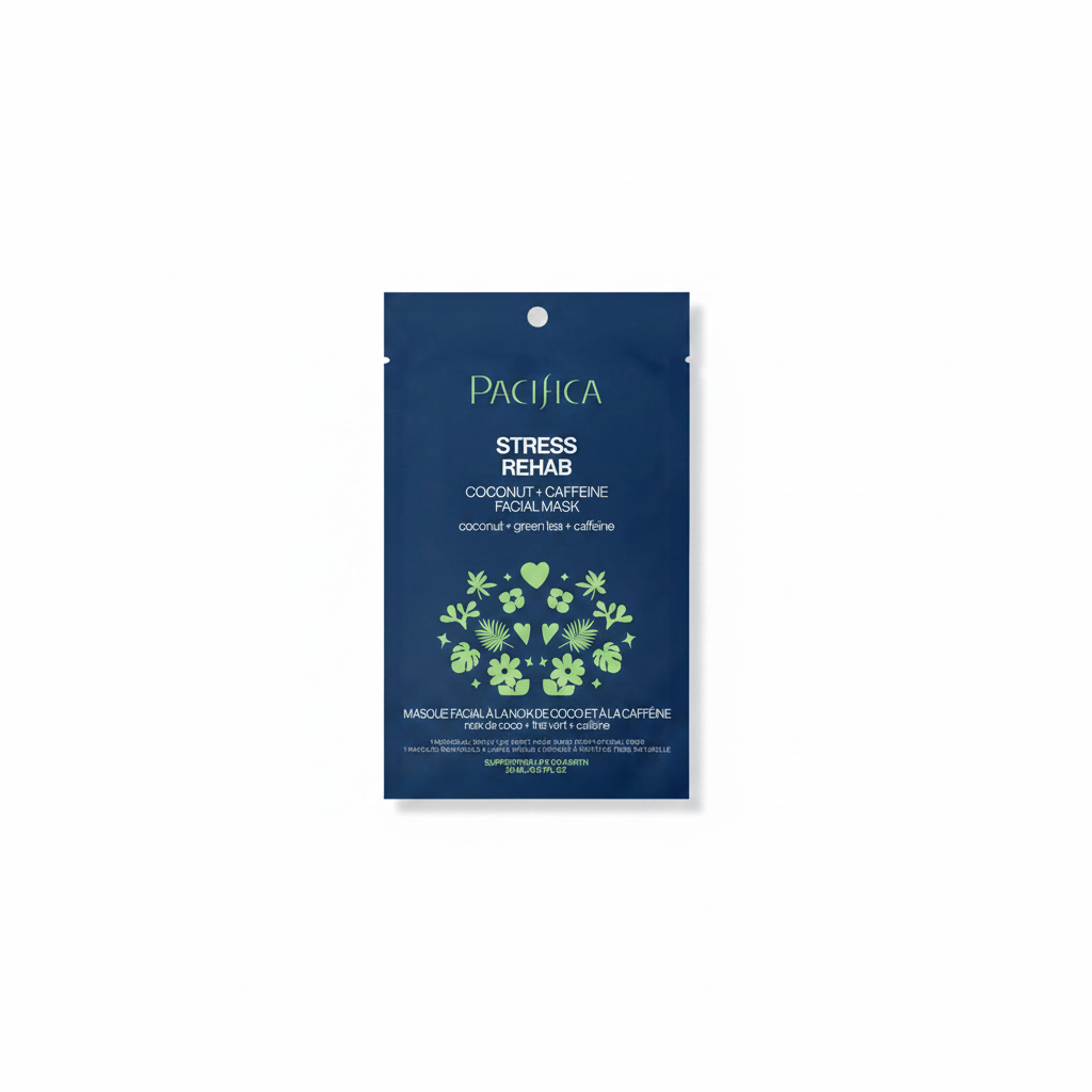 Pacifica Stress Rehab Facial Mask - front packaging lifestyle view