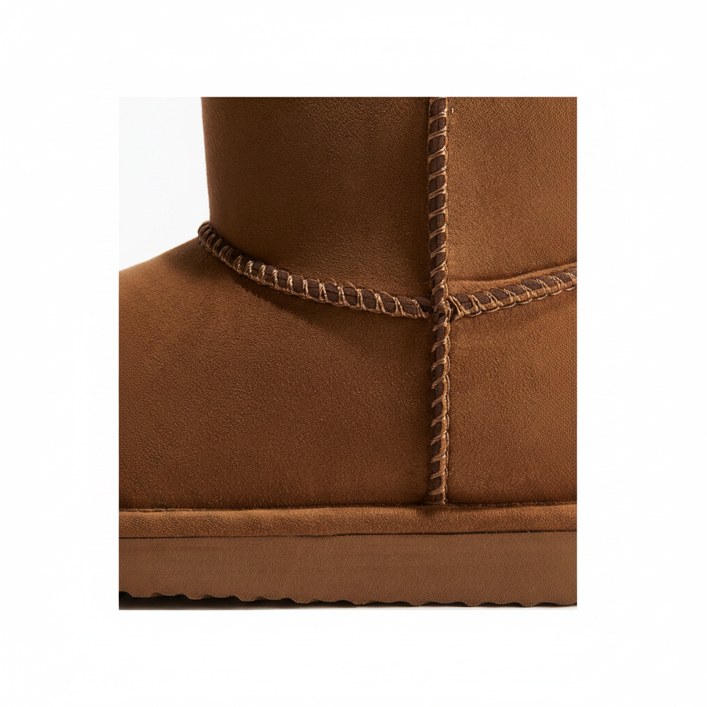 H&M Warm-Lined Boots Size 6 – Close-up stitching and suede texture detail on white background