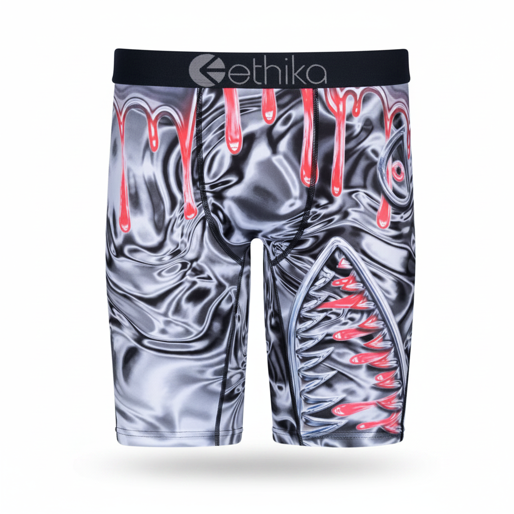 Ethika Boys Graphic Briefs – Bomber Slime print, front view, full length on white background